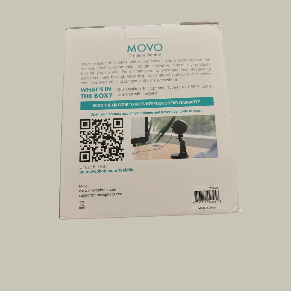 Movo WebMic USB Desktop Microphone Black Streaming Podcasting Recording